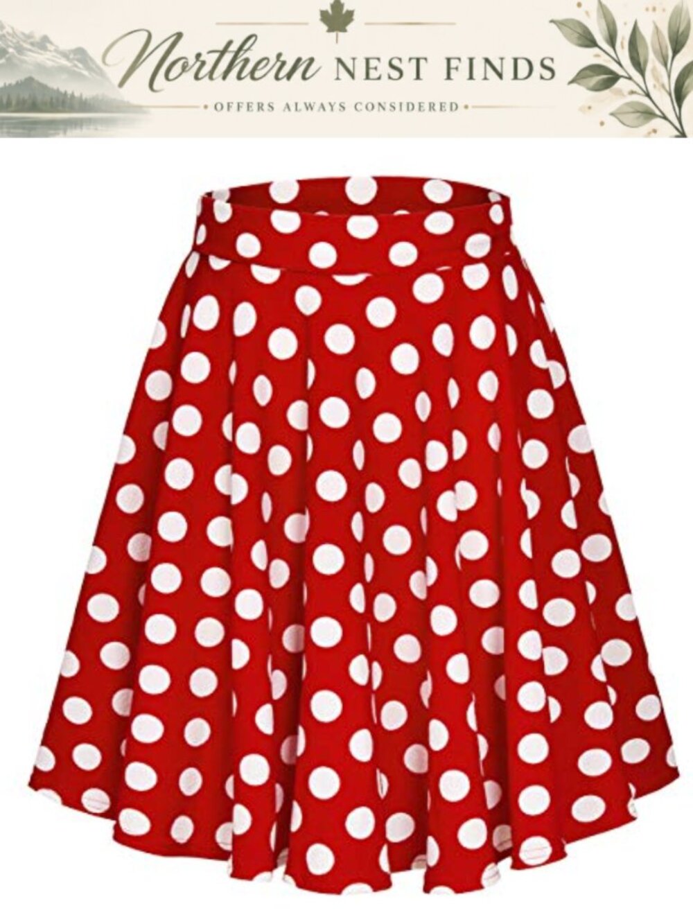 Women's Basic Midi Skirt Stretchy Flared High Waisted A-Line Casual